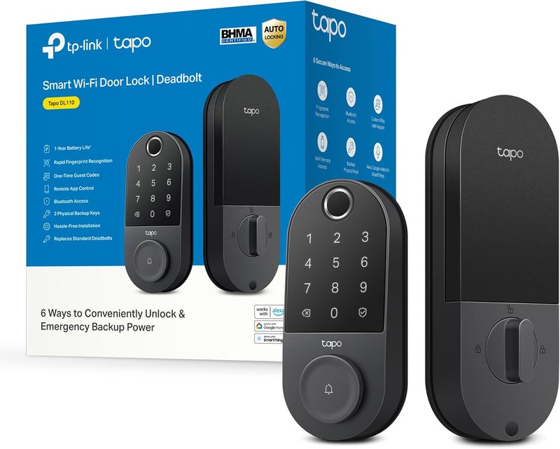tapo TP-Link Smart Door Lock, Deadbolt | Keyless Entry, Fingerprint Recognition, Touchscreen Keypad & in-App Monitoring with Scheduled Access | 1-Year Rechargeable Battery | BHMA Grade 2 | DL110 - Image 1